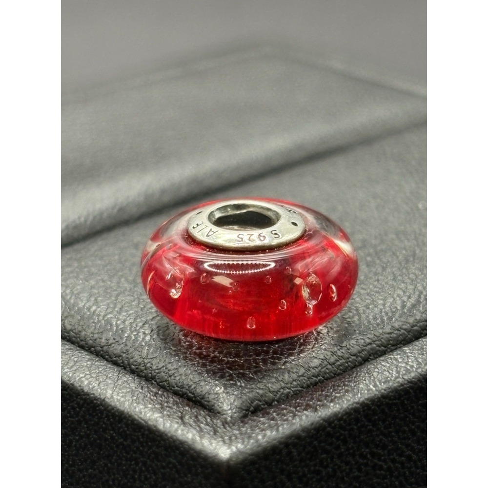 Pandora Sterling Silver Red Murano Glass Charm 925 H20